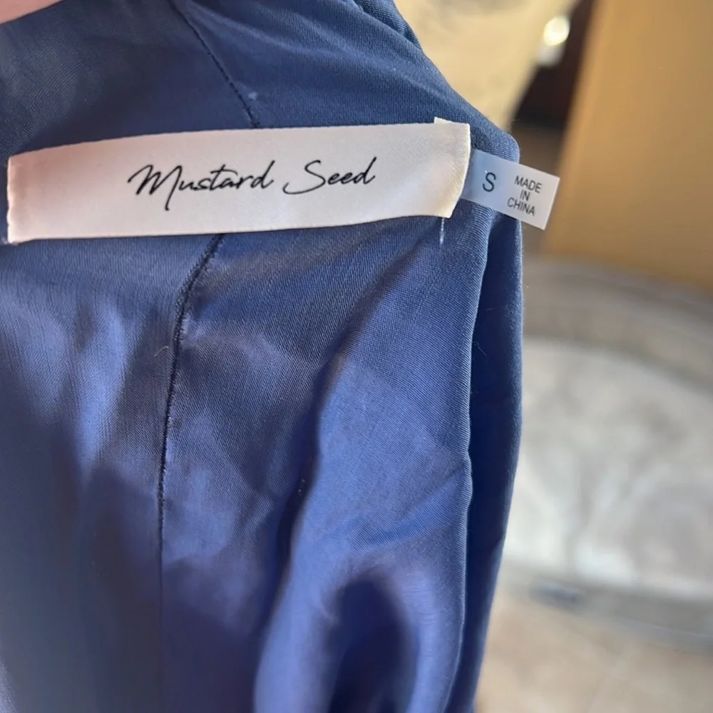 Mustard Seed Blue Tiered Maxi Dress Boho Flowy Racerback Summer Size Small - Picture 6 of 6